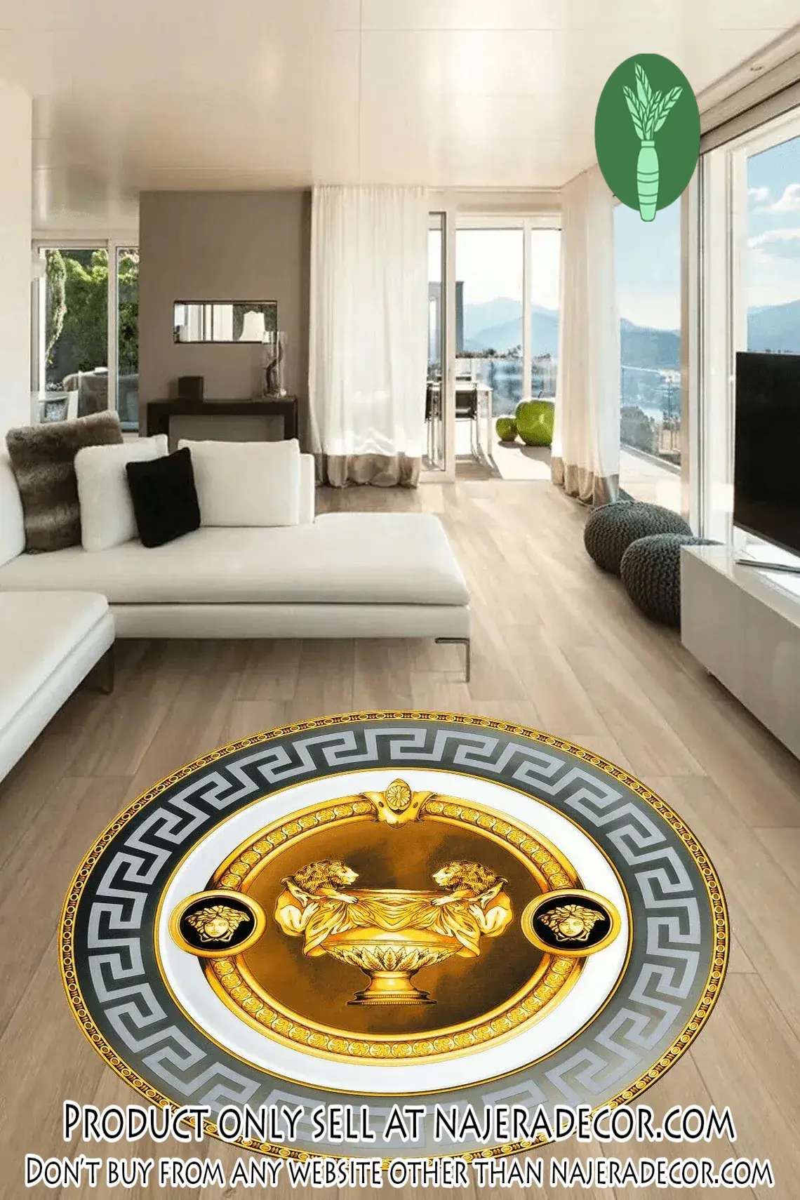 Versace medusa round rug carpet luxury brand fashion home decor njr2700545